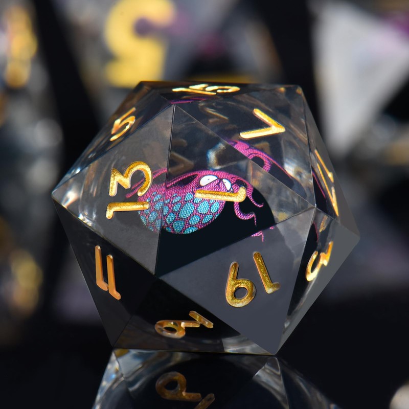 ORUZA 7-Piece Polyhedral DND Dice Set Liquid Core Dice