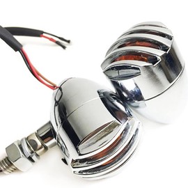 TOTMOX 2PCS Motorcycle Bullet LED Front Rear Turn Signal Light Chrome SMD Blinker Indicator Compatible for Honda Yamaha Suzuki Kawasaki Harley Bobber Chopper