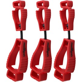 [ 3 Pack ] Glove Clips UG-H2491 | POM, Versatile, Multipurpose Holder for Gloves, Hats and Gear (POM Grip Clip, Red)