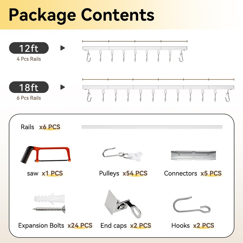 FELIDESIGN Curtain Track, Ceiling Curtain Track for Room Divider, Ceiling