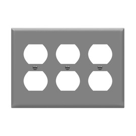 ENERLITES Triple Duplex Wall Plate, Three Electrical Outlet Cover, Standard Size 3-Gang 4.50" x 6.38", Unbreakable Polycarbonate Thermoplastic, UL Listed, 8823-GY, Gray
