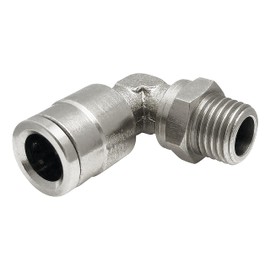 TOPRING 39.033 TOPFIT BSPT Nickel-Plated Brass Push-to-Connect Fitting, Swivel Elbow Connector, Male Threaded, 6mm(O.D.) x 1/8(M) BSPT, Pack of 5, Series 39