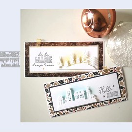 Christmas Snowflake House Tree Side Metal Die Cuts, Snowflake House Tree Side Cutting Dies Cut Stencils for DIY Scrapbooking Cards Decorative Embossing Paper Dies for Scrapbooking Card Making