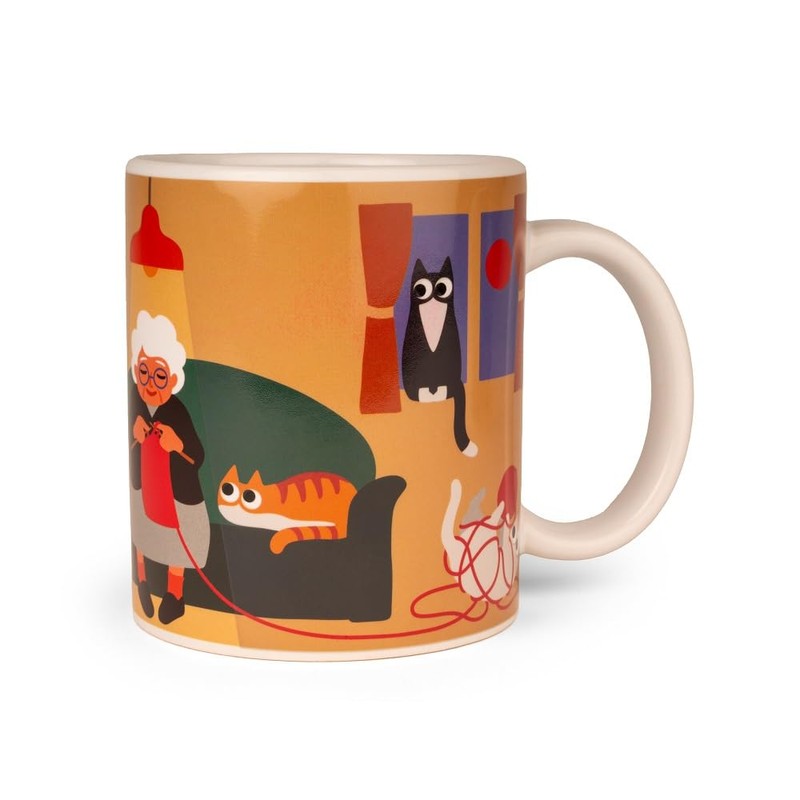 Kikkerland Cat Lady Morph Mug, 11oz