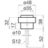Base Wall-Mounted Door Stopper Ø 48 mm, Height: 38 mm,