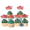 Gyufise 24Pcs Merry Christmas Cupcake Toppers Red Glitter Xmas Tree