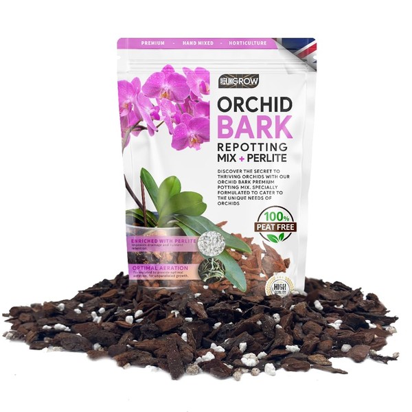 Sterilised Orchid Bark with Perlite Mix - 1L Resealable Bag: Premium Blend for Optimal Root Health & Thriving Orchids