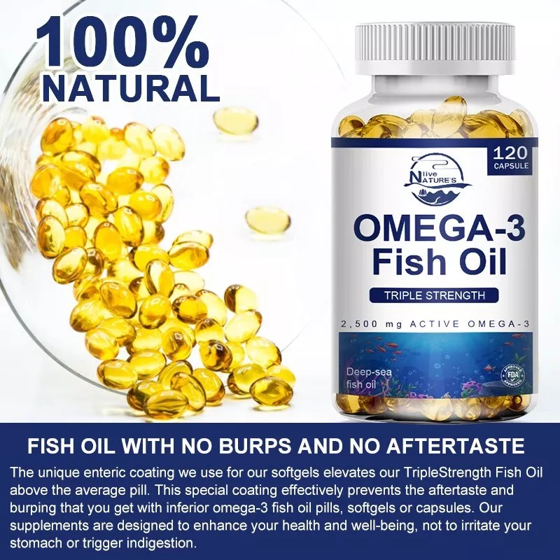 NATURE'S LIVE Omega 3 Fish Oil Capsules Triple Strength EPA