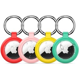 Inesore Holder for AirTag, Carbon Fibre Texture Design Case and Waterproof Keychain Holder for Air Tag, Full Scratch-Resistant with Keyring for AirTags, Pet Collar, Luggage Tag, Dominant Tone