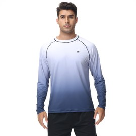 Huayuzh Rashguard UV Shirt Men's Long-Sleeved Swimming T-Shirt Quick-Drying Breathable Surfing Fishing Hiking Top, 2-gradient colour: white
