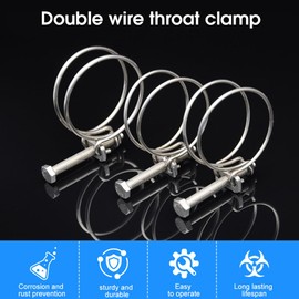 yotutun Pack of 10 Double Wire Hose Clamps 36-40 mm Adjustable Wire Hose Clamps 304 Stainless Steel Joint Bolt Clamp Steel Wire Clamps for Family Water Pipe Tank Automotive Tubing
