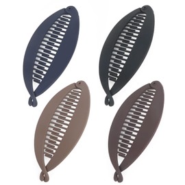 MOTIBACK 4Pcs Non-Slip Banana Hair Clips for Fine Hair - Strong Grip Double Comb Clips for Women & Girls, Thick Hair Friendly Hair Accessories, Perfect for Everyday & Wedding Styles