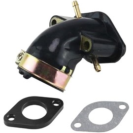 GY6 49cc 50cc Scooter Carburetor 17mm Intake Manifold Inlet Pipe With Gaskets for 139QMB 139QMA Engine Moped ATV Go Kart, Double Hose Ports