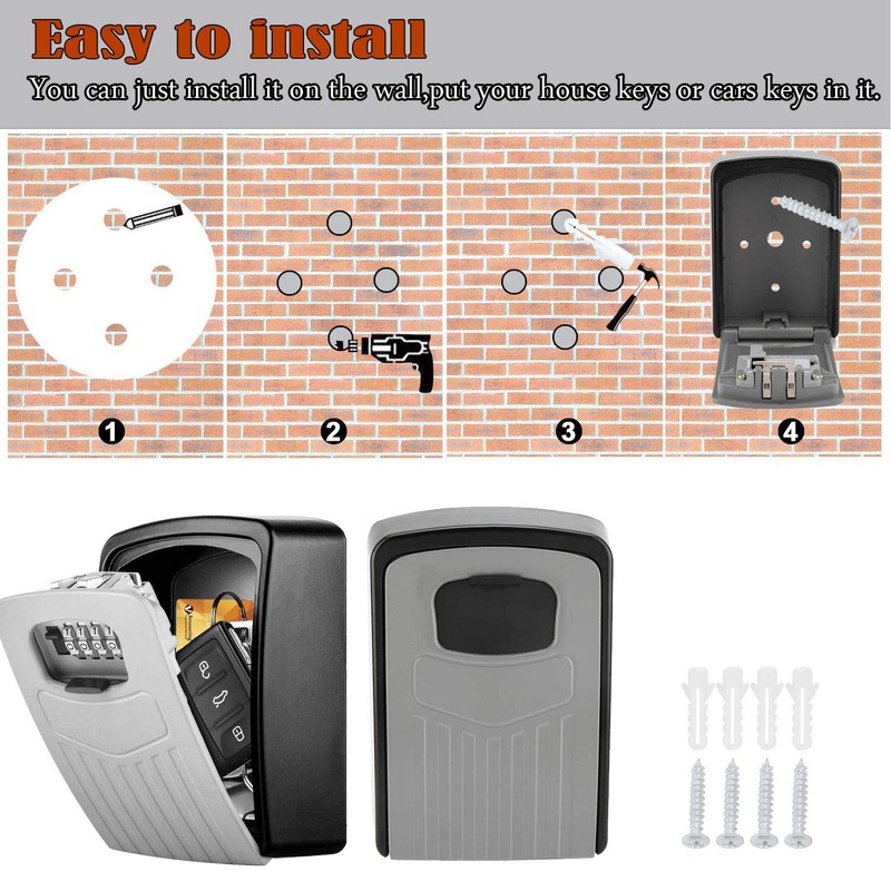 Extra Large Key Storage Security Lock,V-Resourcing Sturdy Wall Mounted Outdoor,