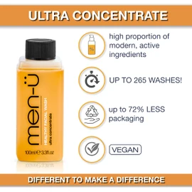 men-u HEALTHY FACIAL WASH 100ml REFILL, for up to 265 washes, Ultra-Concentrate Healthy Face Cleanser, Facial Cleansing for Men Before or After Shaving