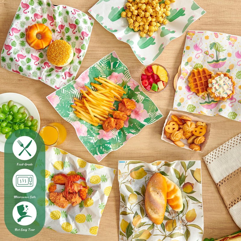 Reallnaive 960 Pcs Summer Theme Wax Paper Sheets 12 x