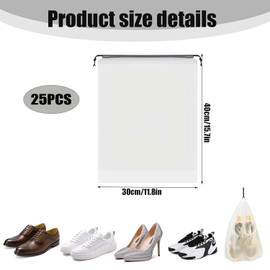 Xinghonyac 25 Pcs Clear Shoe Bags for Travel, Waterproof and Dustproof Shoes Storage Pouch, Portable Drawstring Travel Shoe Bag, Travel Accessories for Men Women