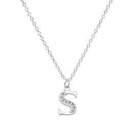 Kraven S925 Silver Initial Necklace Charm Necklace, Dainty Cubic Zirconia Letter Dainty Necklaces Jewelry Birthday Gifts for Women Girls (S)