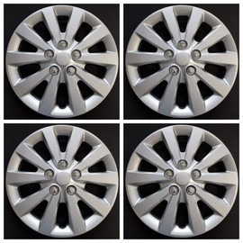 New Wheel Covers Fits 2013-2018 Nissan Sentra; 16 Inch; 10 Spoke; Silver Color; Plastic; Spring Steel Clip; Wheel Cover has fake lugs; Actual item is in photos; Set of 4
