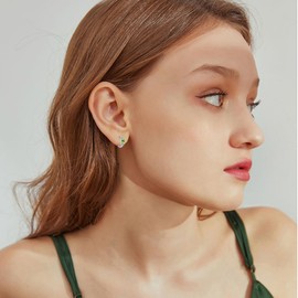 Celtic Knot Huggie Earrings Heart Hoops S925 Sterling Silver Hinged Hoop Earrings Irish Earrings Cartilage Hoop Earrings Small Hoop Earrings for Women Dainty Witches Knot Jewelry Gift, Cubic Zirconia