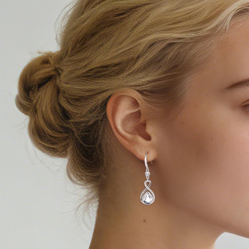 Eusense Birthstone Dangle Earrings for Women Infinity Pear-shaped Stone Drop