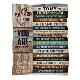 MUCHNEE Father-in-Law Gifts from Daughter-in-Law, Blanket Gifts for Father in Law, Father-in-Law Gifts Blanket, to My Dad Throw Blanket on Birthday Christmas Anniversary Fathers Day Thanksgiving