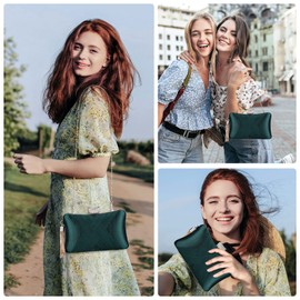 BAIGIO Silk Satin Clutch Bag for Women Wedding Bridal Clutch Purse Tassel Rhinestone Formal Evening Bag Ladies Prom Party Handbag Green