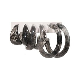 Minimalist Colorful Acrylic Resin 3pairs C Shape Round Circle Hoop Thick Chunky Wide Thin Acetic Acid Drop Dangle Earrings Set Vintage Boho Jewelry for Women-black