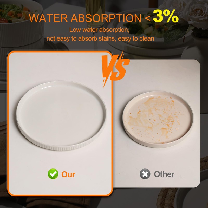 MONITO Ceramic Plates and Bowls Sets for 4, 12PCS Stoneware