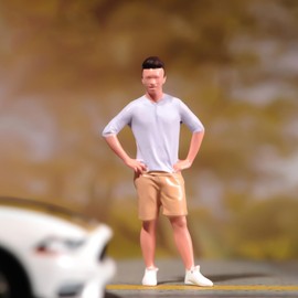 SOUFORCE 1/87 Scale Scene Props Figure Man with Akimbo Position Shorts Tiny People Action Figure Model