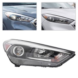 WsrrLun Halogen Head Light Assembly for Hyundai for Tucson 2016 2017 2018 Right Passenger Side Front Head Lamp Replacemnt w/LED DRL Clear Lens Black Housing (Right Passenger Side)