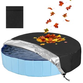 Rypet Foldable Dog Pool Cover Round with Drawstring, Waterproof Swimming Pool Cover for Large Dog, Collapsible Pet Bathing Pool Cover Washable, Portable Pool Accessories for Dog Pool Bathing Tub