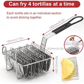 Taco Fryer Basket 4 Shells, Tortilla Fryer Basket, Detachable Handle, Taco Holder for 4 Tacos, Deep Fryer Taco Holder V- Shaped Taco Shell Mold for Kitchen Milk Tea Shop Fried Chichen Shop