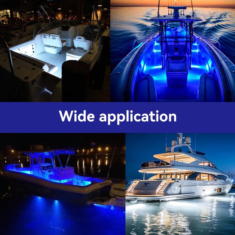 Dual‑Color White & Blue 12V IP68 LED Deck Courtesy Boat
