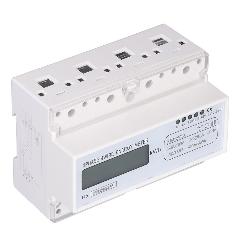 7 Digit LCD Electric Energy Meter 35mm DIN Rail Mounting