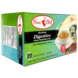 Peruchef Te Digestivo Mezcla de Hierbas (Menta, Camomila, Anís) 20 Sobres | 20 Bags of Digestive Mix-Herbal (Mint, Chamomile, Anise) Tea from Peru 0.71 oz