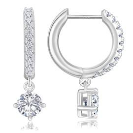 KRKC&CO Hoop Earrings, Women's, Silver Earrings, Single Cubic Zirconia, Width 0.6 inches (15 mm), Ring Piercing, Both Ears, Drop Earrings, Hypoallergenic Metal, 14K Gold Plated, 20G, 2 Sizes, CZ