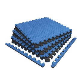 NÖRSK Duräflex Medium-Duty Reversible Interlocking Foam Floor Tiles, Diamond Plate Texture, Black/Blue, 24 X 24 X .47 in., 6-Pack (24 sq. ft.) (Black/Blue, 0.79" Thick)
