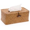 MUSONG Country Rustic Seagrass Tissue Box Cover, Rectangular, Caramel
