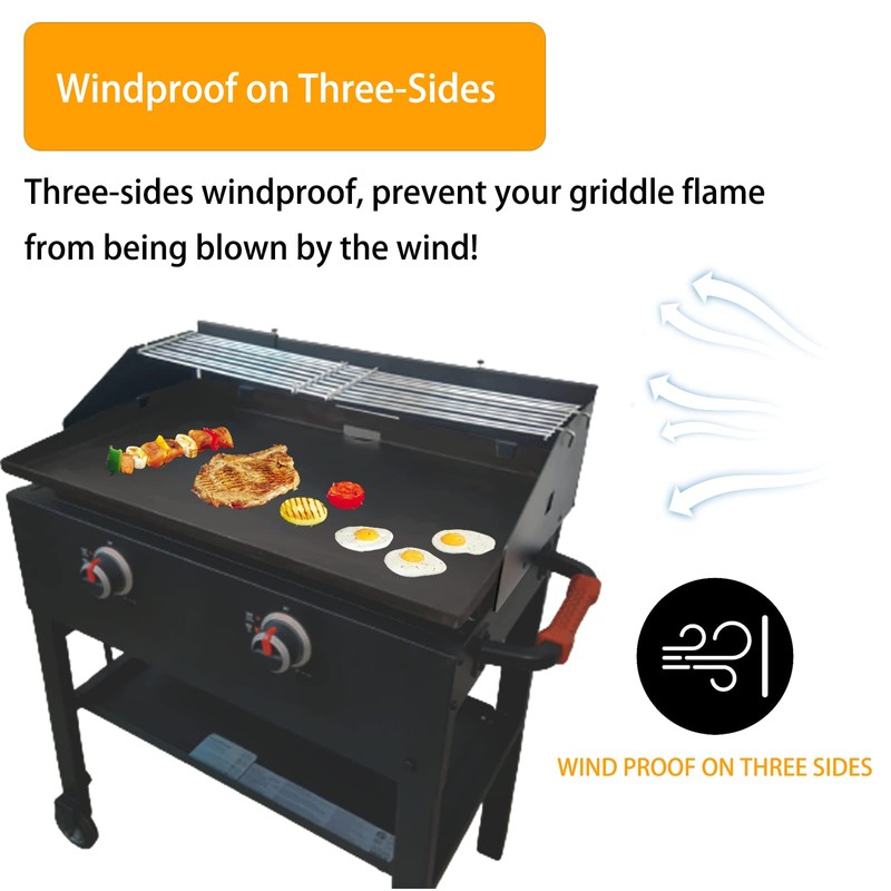 Petrirufun Adjustable Wind Screen and Griddle Warming Rack Set Fit