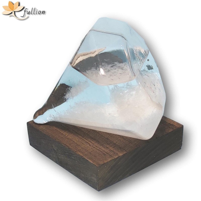 fullion Storm Glass Diamond S Storm Glass with Wood Base