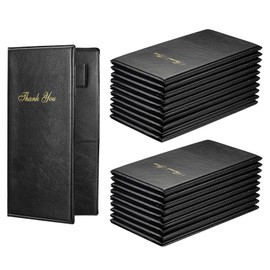 PATIKIL Restaurant Check Presenters, 40 Pcs Guest Check Card Holder with Gold Thank You Imprint, Guest Check Books for Servers,5.5" x 10", Black