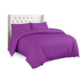 Sapphire Collection Plain Duvet Cover With Pillow Case Non Iron Percale Quilt Cover Bedding Bedroom Set (Single, Fuchsia)