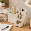 KINGFOM Luxury PU Leather Desk Organizer with Drawer, Modern Aesthetic