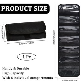 CREATCABIN Cash Organizer Bag Black Money Wallet Multipack 6Pcs Zippered Envelope Bank Deposit Check Holder Pouch Travel Pockets for Collectors Currencies Receipt Coin Coupons 8.2 x 4.1 Inch