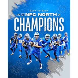 SPORTSPHOTOSUSA 2024 Detroit Lions Back To Back NFC North Division Champions 11 x 14 Team Composite Photo