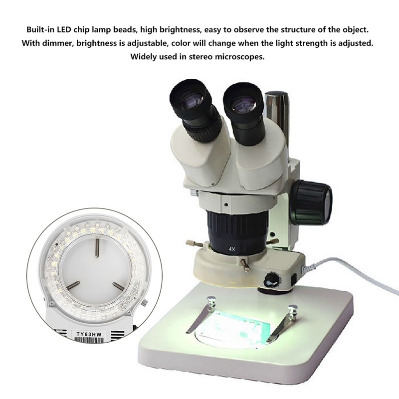 Microscope Camera Adjustable Dimmable LED Ring Light Source Lamp for