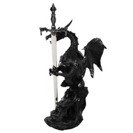 Black Dragon with Letter Opener Dragon Figurine Sword of Dragon Can Be Used as Letter Opener