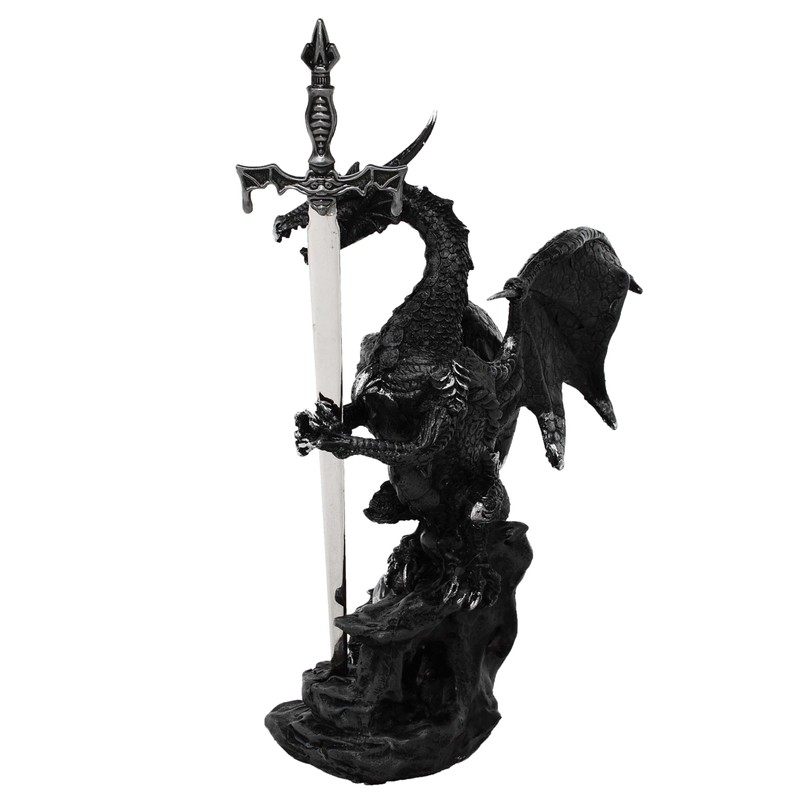 Black Dragon with Letter Opener Dragon Figurine Sword of Dragon