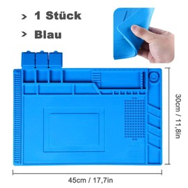 Iikonc Magnetic Soldering Mat, 500°C Heat Resistant Repair Mat, Work Mat, with Scale, Work Mat for Soldering Repair, 45 x 30 cm, for Soldering, Repairing Electronic Components, Circuit Boards